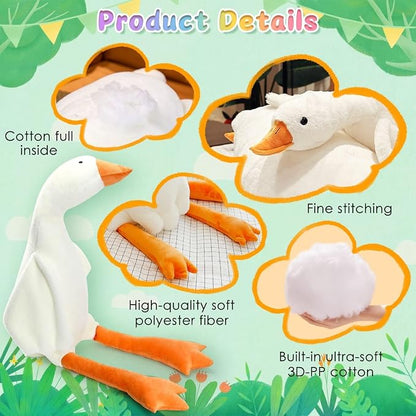 CottonStar Goose Stuffed Animal 35.5 Inch Plush Doll Toy, Cute Duck Plush Cushion Soft Huge Plushies Pillow, Gift for Kids and Friends, White