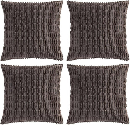 Fancy Homi 4 Packs Decorative Throw Pillow Covers for Living Room Couch Bed, Modern Farmhouse Boho Home Décor Accent Cushion Case, 12" x 12", Dark Brown