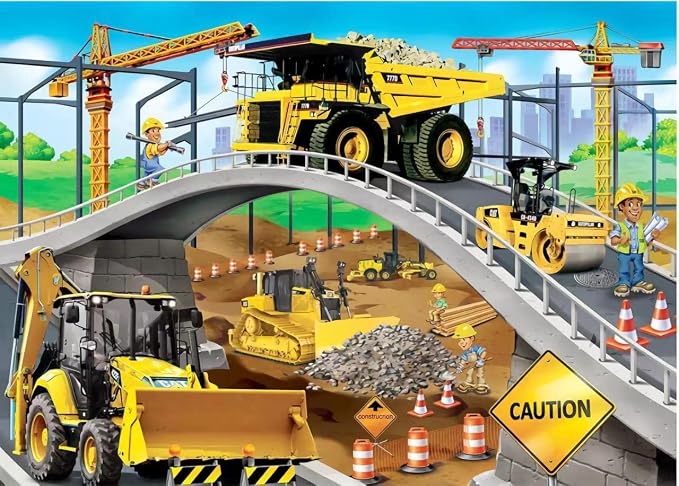 LELEMON Puzzles for Kids Ages 4-8,Construction Site 100 Piece Puzzles for Kids,Educational Kids Puzzles Jigsaw Puzzles in a Metal Box,Children 100 Piece Puzzle Games Puzzle Toys for Girls and Boys