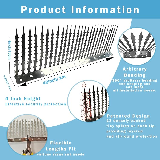 Anti-Bird/Squirrel Spikes & Squirrel Proof Baffle for Bird Feeders Pole | 4in Multi-Layer Barrier with 23 Prong,for Shepherd's Hooks/Fences/Roofs/Trees/Gutters&Downspouts.Repels Pigeons,Raccoons,Mice