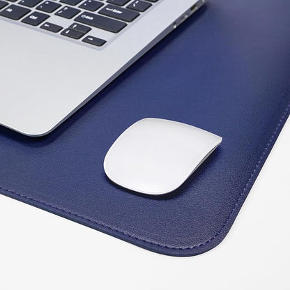 AFIING Leather Desk Pad Protector, Large Desk Mat with Natural Cork & PU Leather, Mouse Pad, Non-Slip, Waterproof Desk Writing Pad for Office and Home Blue