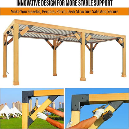 8pack 2x4 (Actual 1.5''x3.5'') Degree Angle Support Brackets, For Pergola, Gazebo, Deck Wood Frame Structures Provide Support 45° Degree Angle Bracket