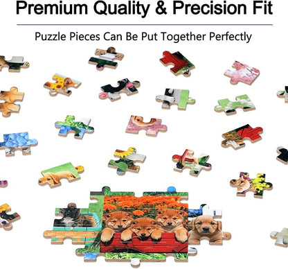 LELEMON Puzzles for Kids Ages 4-6,Cute Dogs 100 Piece Puzzles for Kids Ages 6-8 in a Metal Box,Educational Jigsaw Puzzles,Childrens 100 Piece Puzzle Games Puzzle Toys for Girls and Boys