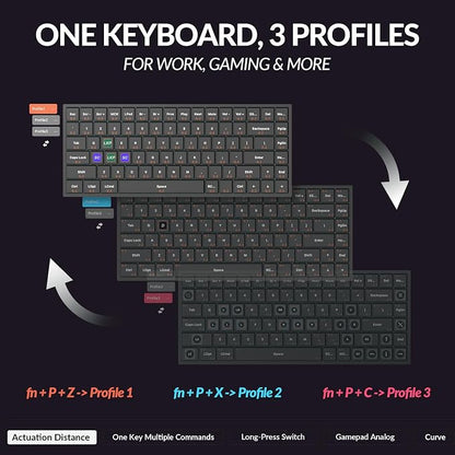 Keychron K2 HE Rapid Trigger Wireless Magnetic Custom Keyboard | QMK Launcher 2.4 GHz & Bluetooth, Hall Effect Gateron Double-Rail Magnetic Switch for Mac Windows Linux (Aluminum + Wood)