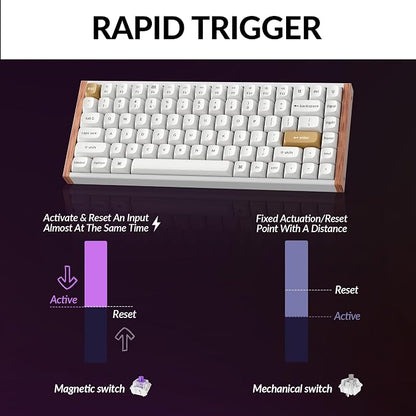 Keychron K2 HE Rapid Trigger Magnetic Wireless Custom Keyboard | QMK Launcher 2.4 GHz & Bluetooth, Hall Effect Gateron Double-Rail Magnetic Switch for Mac Windows Linux (Aluminum + Wood)