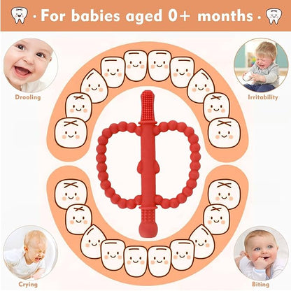 Fu Store Hollow Teether Tube 2 Pack Apple Shape Chew Straw Sensory Toy for Infant Toddlers Silicone Tubes Teething Toys for Babies 0-6 0-12 0-36 Months Gifts Teething Relief Soothing Gums