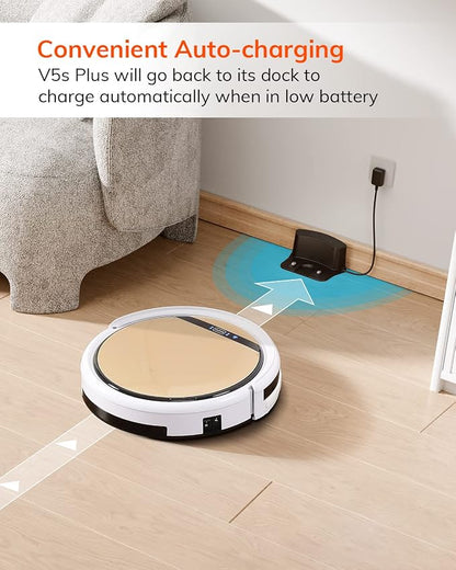 ILIFE V5s Plus Robot Vacuum and Mop Combo with Wi-Fi/App/Alexa, Automatic Self-Charging Robotic Vacuum Cleaner, Slim and Quiet, Cleans Hard Floors Carpets and Pet Hair (V5s Pro Upgrade Version) | Remote, App & Voice Control, Automatic Self-Charging, Sl...
