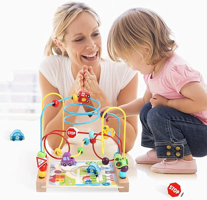 Wooden Bead Maze Toys for Toddlers, Bead Toy Colorful Roller Coaster Preschool Educational Toys Birthday Gifts for Toddlers Kids Boys Girls