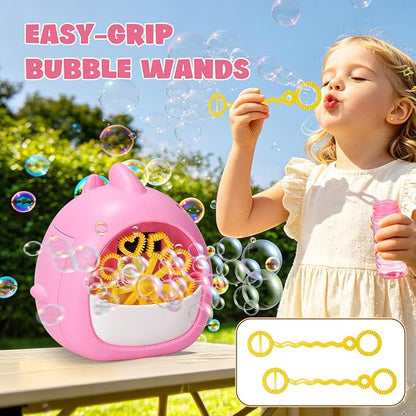 Aooess Shark Bubble Machine for Kids Age 4-8: Automatic Bubble Blower Machine Toy Cute Animal Bubble Maker Toy for Toddlers Boys Girls Age 3+, Summer Outdoor Party Birthday Gift, Pink