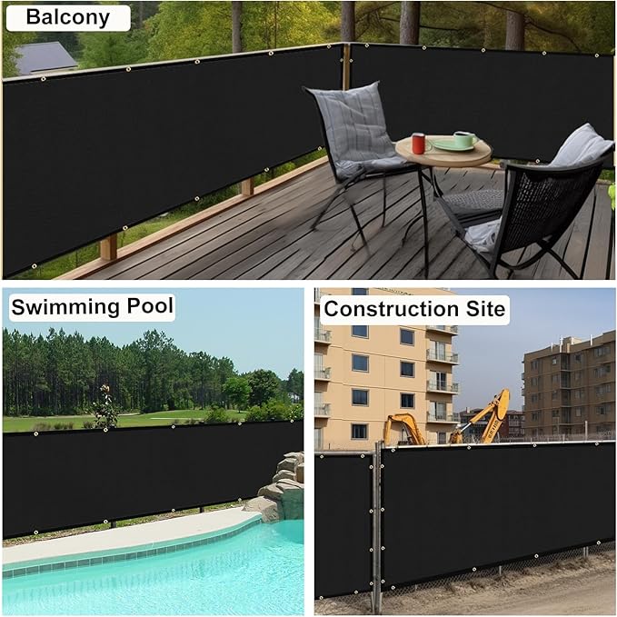 UPGRADE Privacy Fence Screen 8'x19' Black Outdoor 90% Visibility Blockage 170 GSM Mesh Shade Cover Panels for Backyard,Balcony,Home Decoration with Zip Ties,Customized Avaliable