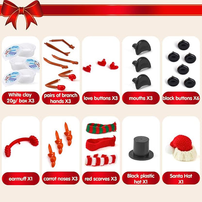 JOYIN Christmas Build a Snowman Craft Kit, 3 Pack Modeling Clay DIY Make a Snowman Kit for Christmas Arts and Craft Activities, Xmas Gift Stocking Stuffers for Kids, School Funny Toy Party Favor