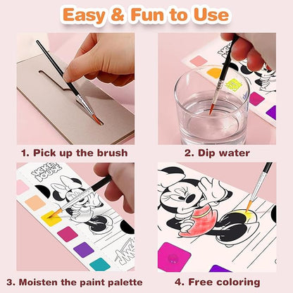 Paint with Water Coloring Books for Kids - 2 Pack, Pocket Mess Free Watercolor Painting Kit, Water Color Paint Set Arts and Crafts Gift for Girls Ages 4 5 6 7 8+, Travel Activity Toy