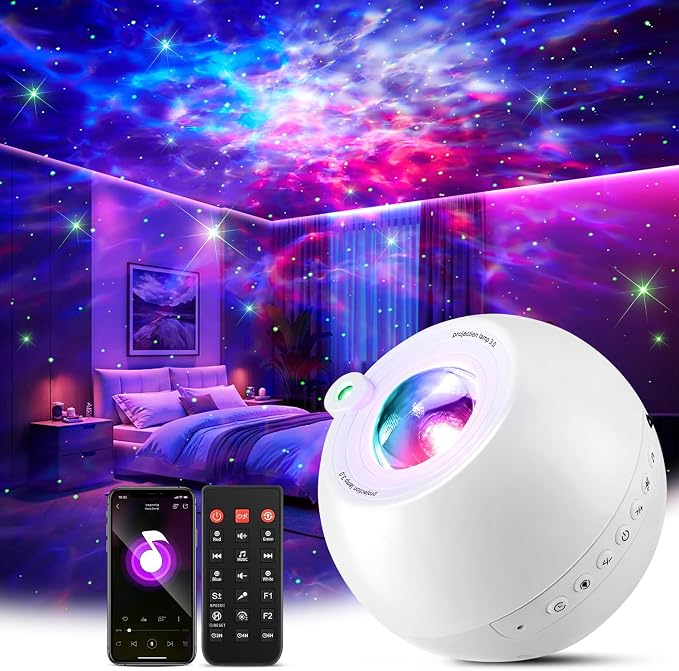 One Fire Galaxy Projector,15 Color,Ocean HD,Gift Girl&Women&Boy,White Noise | 7 Brightness,4 Speed,Green Star,Bluetooth,Romote,Timer,Teen Boys Gift,Birthday,Bedroom Decor,Relax,Party,Led Lights,Lava Lamp