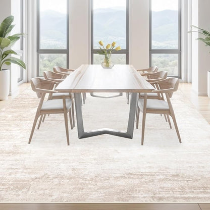 Area Rugs 9x12 Living Room: Washable Rug Modern Abstract Large Rugs Soft Non Slip Neutral Rug Stain Resistant Indoor Carpet for Bedroom Kitchen Dining Room Table Nursery Home Office Rugs(Beige,9'x12')