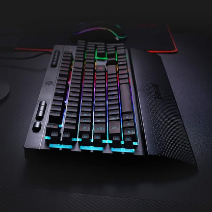 Redragon K512 RGB Membrane Gaming Keyboard, 6 Macro Keys & Easy Media Wheel | Dedicated Scroll Controls, No Software Needed 6 On-the-Fly Combos for Extensive Games, 13 Backlight Modes, Wrist Support