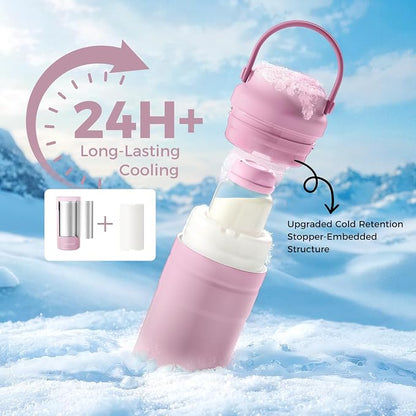 Momcozy Portable Breast Milk Cooler for Travel, 24H Ice-Free Cooling Breastmilk Storage Bottles Container, 12oz Leak Proof Outdoor Small Freezer, Baby Breastfeeding Essential for New Moms
