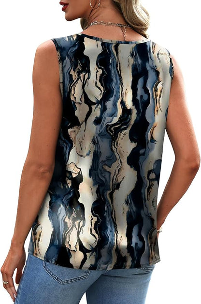 Sipaya Silk Satin Tank Tops for Women V Neck Summer Tops Sleeveless Camisole Business Casual Outfits Work Blouses