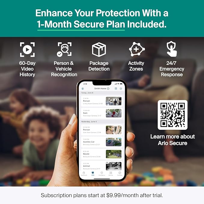 Security Cameras Wireless Outdoor - Arlo Essential Battery 2K (3rd Gen, Latest Version), Color Night Vision, Two-Way Audio, Home Security, Person/Package/Vehicle/Animal Detection, White - 1-Pack