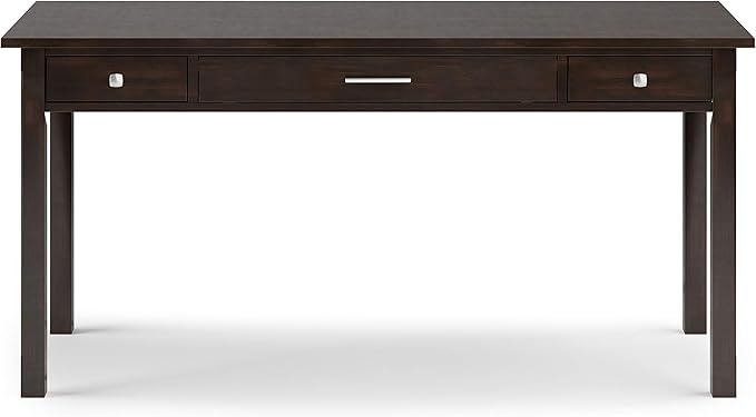 SIMPLIHOME Avalon SOLID WOOD Contemporary 60 Inch Wide Large Desk in Tobacco Brown, For the Office Desk, Writing Table, Workstation and Study Table