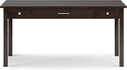 SIMPLIHOME Avalon SOLID WOOD Contemporary 60 Inch Wide Large Desk in Tobacco Brown, For the Office Desk, Writing Table, Workstation and Study Table