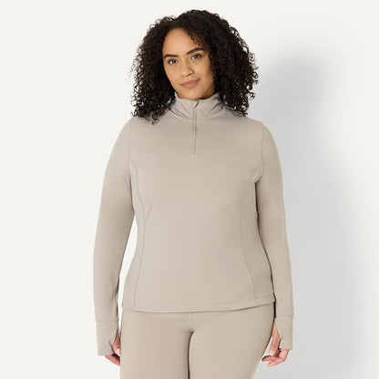 Amazon Essentials Women's Active FormFlex Buttery Soft Slim Fit Quarter Zip Long Sleeve Pullover Jacket