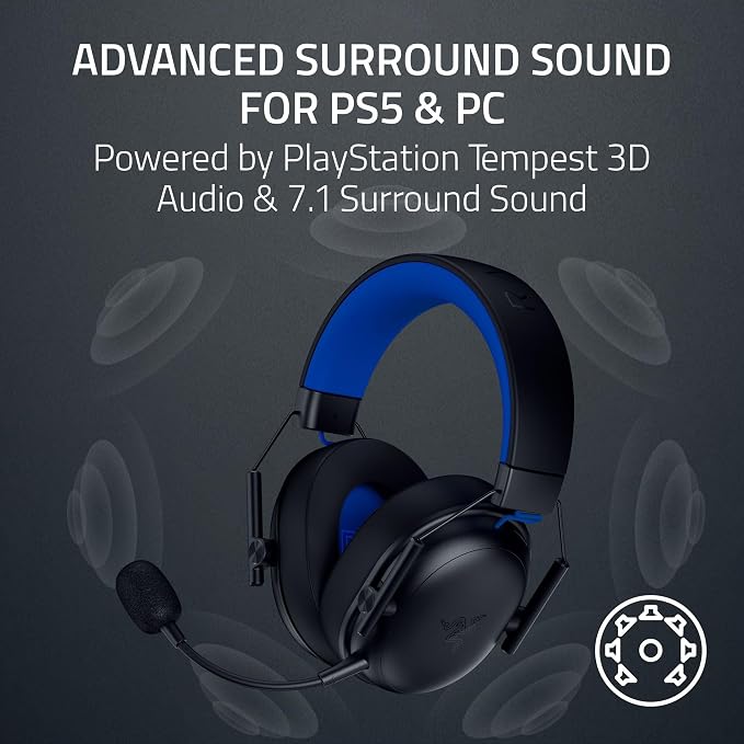 Razer BlackShark V3 X HyperSpeed Wireless PS5 Gaming Headset, Black | 50mm Drivers, Cardioid Mic, 2.4 GHz, Bluetooth, Works with PC, Mac, Nintendo Switch, Smartphone, 70 Hr Battery