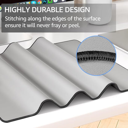 KTRIO Large Gaming Mouse Pad, Desk Mat, 31.5 x 15.7 in, Silver Grey, XXL | Smooth Micro-Weave Surface, Artistic Pattern Design, Non-Slip Rubber Base, Durable Stitched Edges, Office & Home Use