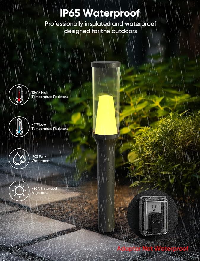 APPECK Pathway Lights,RGBCW Walkway Lights with APP Control,4 Pack | IP65 Waterproof,Low Voltage Landscape Lighting 800LM,Color Changing,for Garden, Yard, Patio,Compatible with Alexa