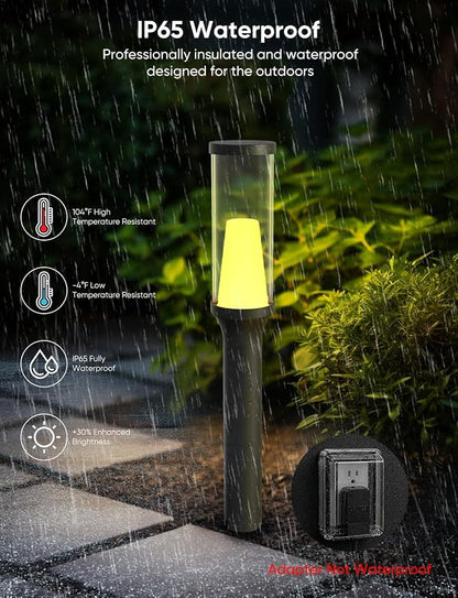 APPECK Pathway Lights,RGBCW Walkway Lights with APP Control,4 Pack | IP65 Waterproof,Low Voltage Landscape Lighting 800LM,Color Changing,for Garden, Yard, Patio,Compatible with Alexa