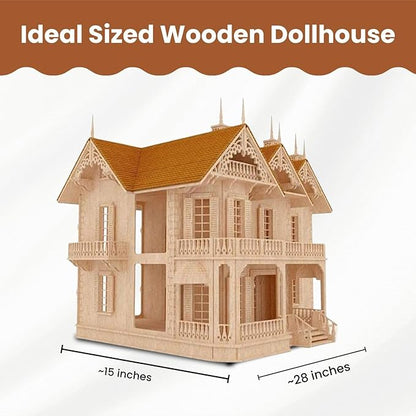 Birds Wood Shack The Victorian Gothic Mansion – Lightweight & Durable Model Kit - Available in 1:24 Scale - Challenging Puzzle Wooden Doll House | Made with Baltic Birch Wood