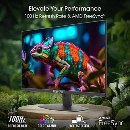 Sceptre 27-inch Prime Gaming Monitor 100Hz 1ms DisplayPort HDMI x2 100% sRGB AMD FreeSync Build-in Speakers, Eye Care Frameless Machine Black 2025 (E275W-FW100T Series) | 1ms Blur Reduction/5ms G-to-G, 100% Srgb, Amd Freesync, Dp1.2 Plus 2×hdmi2.0, 2×2...