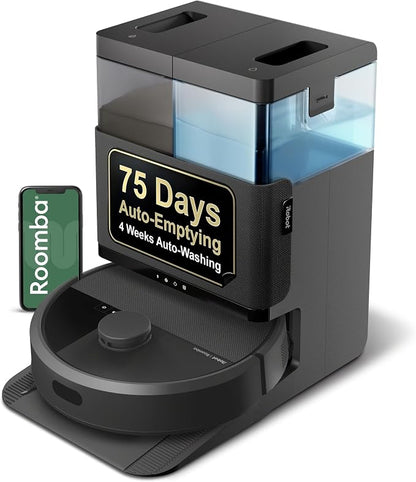 iRobot Roomba Plus 405 (G181) 2in1 Vacuum & Mop Robot with AutoWash Dock - Dual Spinning, Smart & Fast Mapping, Ideal for Pet Hair, Self-Empties 75 Days, Intense Suction, Pad Washing & Drying