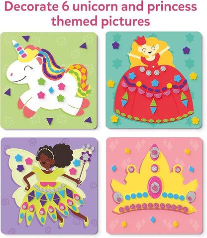 Skillmatics Foam Sticker Art Activity - Unicorns & Princesses, Mess-Free Fun for Kids, 800+ 3D Foam Stickers, DIY Felt Craft Kits, Gifts for Girls & Boys Ages 3, 4, 5, 6, 7