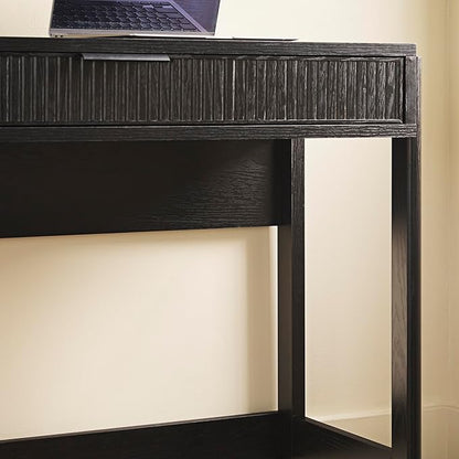 Walker Edison Office Writing and Computer Desk Spacious Desktop, Complementary in Living Spaces, 38 Inch, Reeded Black