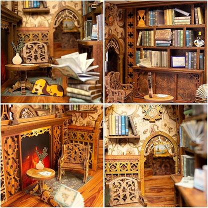 CUTEBEE Book Nook Kit - DIY Miniature House Dollhouse Kit for Adults and Teens, Booknook Tiny House Bookshelf Decor 3D Wooden Puzzle, Gifts for Family, Friends Eternal Bookstore