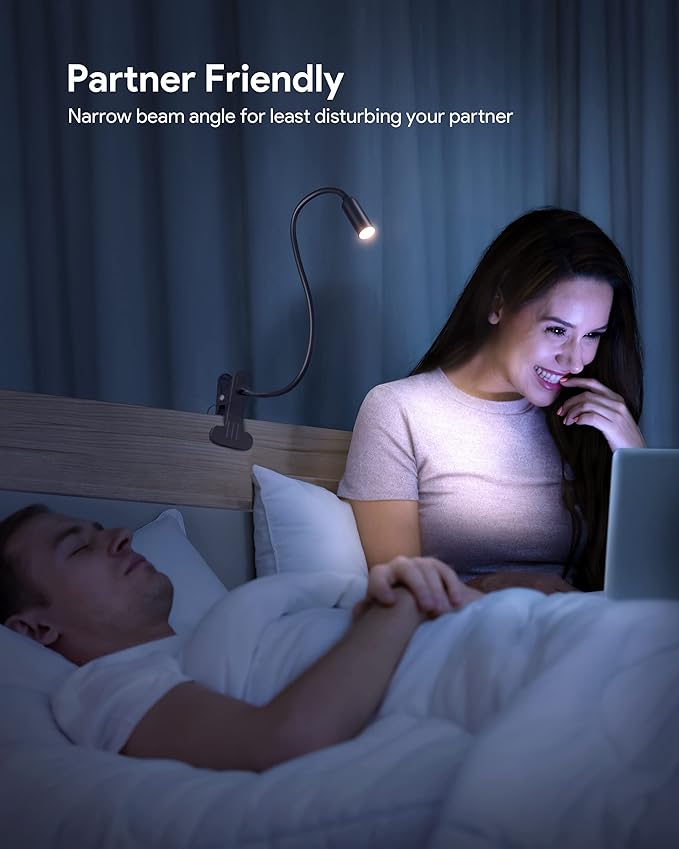 JHD Led Desk Lamp with Clamp - 10 Brightness Levels, 12" Flexible Gooseneck,Eye Protection USB Lamp - Suitable for Home Office, Reading, Bed Light,Quality Black Metal Clamp Light,Headboard Lamp