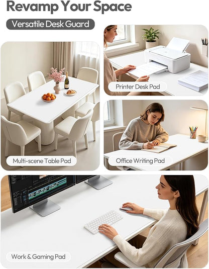 YSAGi Leather Desk Pad Protector, Office Desk Mat, Large Mouse Pad, Non-Slip PU Leather Desk Blotter, Laptop Desk Pad, Waterproof Desk Writing Pad for Office and Home (White,55" x 17.2")