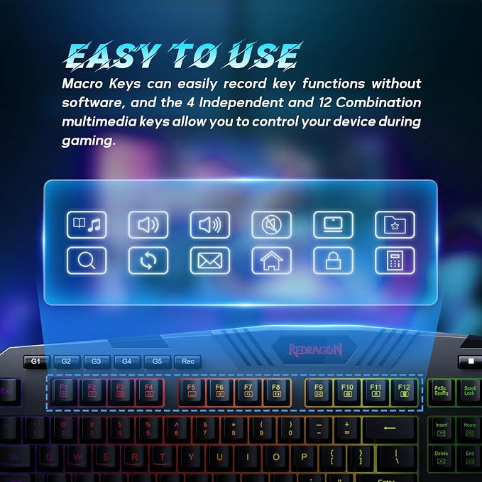 Redragon S101-3 PRO Gaming Keyboard and Mouse, RGB Backlit Programmable Keyboard Mouse with Software, Independent Macro Record Keys, Value Combo Set, New Update Version
