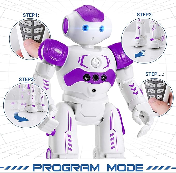 KingsDragon RC Robot Toys for Kids, Gesture & Sensing Programmable Remote Control Smart Robot for Age 3 4 5 6 7 8 Year Old Boys Girls Birthday Gift Present,Purple