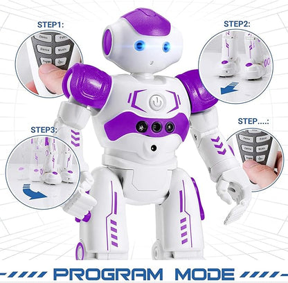 KingsDragon RC Robot Toys for Kids, Gesture & Sensing Programmable Remote Control Smart Robot for Age 3 4 5 6 7 8 Year Old Boys Girls Birthday Gift Present,Purple