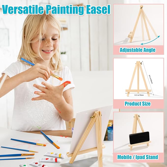 ESRICH 26 PCS Acrylic Paint Set with 12 Colors Acrylic Paints (12ml, 0.4 oz), 10 Paint Brushes, 2 Canvas, 1 Wood Easel, 1 Plate, Painting Supplies Kits for Kids, Adults, Artists and Beginners