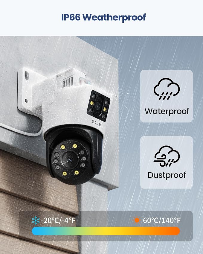 ZOSI 4K 8MP Dual-Lens Add-on PoE Security Camera Outdoor, 360° Pan Tilt IP Camera (4MP+4MP), Human Vehicle Detection, Color Night Vision, Human Tracking, Two-Way Audio, Works with Our PoE NVR Only