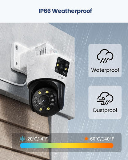 ZOSI 4K 8MP Dual-Lens Add-on PoE Security Camera Outdoor, 360° Pan Tilt IP Camera (4MP+4MP), Human Vehicle Detection, Color Night Vision, Human Tracking, Two-Way Audio, Works with Our PoE NVR Only