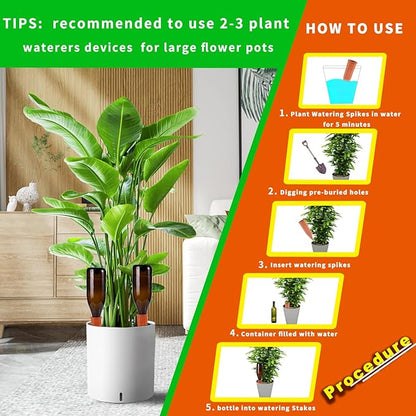 Plant Self-Watering Stakes-15 Pack Terracotta Automatic Plant Waterer Devices Auto-Water Irrigation System for Indoor/Outdoor Plants