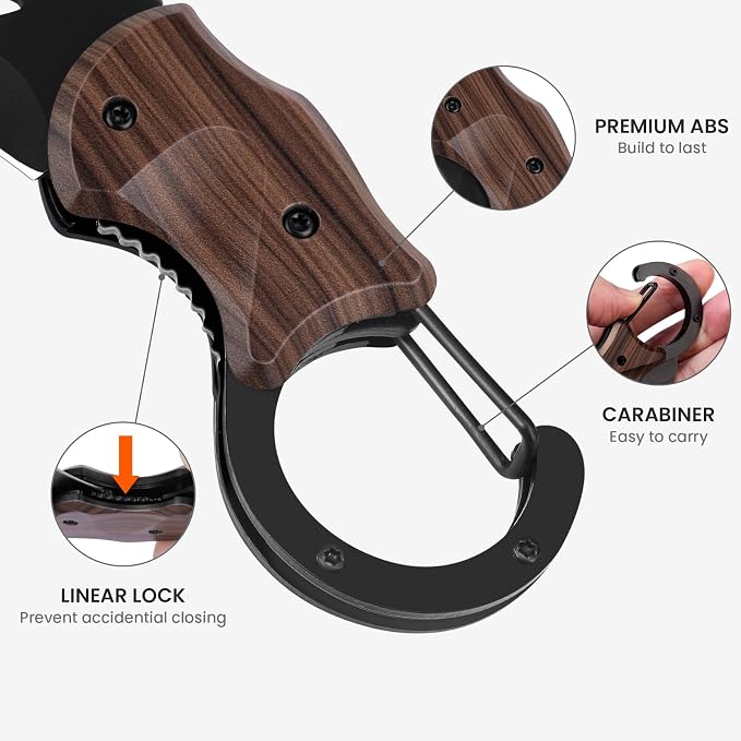 FUNBRO Small Pocket Knife for Men | Cool Box Cutter with 1.34 inch Sharp Blade, EDC Knives Tool for Everyday Carry (Wood Grain)