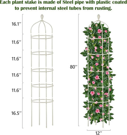Garden Obelisk Trellis for Climbing Plants Outdoor 6.7 Ft Rose Bush Round Trellis for Pots Rustproof Metal Plant Flower Trellises for Clematis Vine Jasmine Support Outdoor Indoor