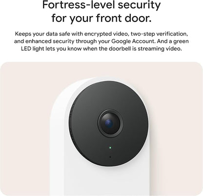 Google Nest Doorbell (Wired, 3rd Gen) - 2K Video, Live View - 2025 - Linen | Video doorbell, 2K HDR, intelligent alerts, color night vision, 2-way audio, works with Google Home & Gemini