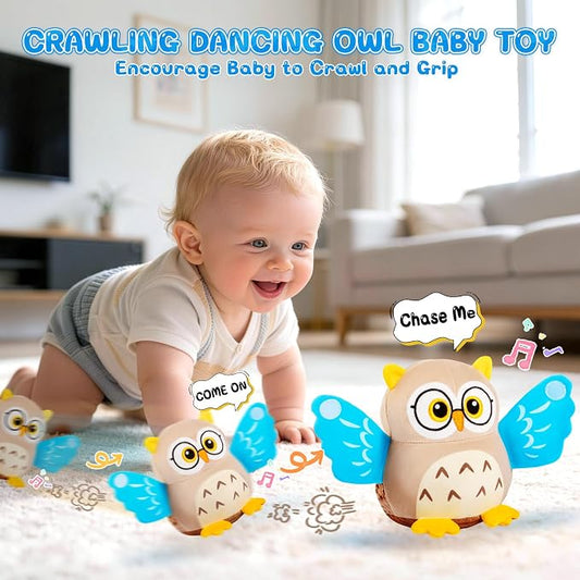 Baby Toys 6-12-18 Months, Musical Crawling Dancing Peekaboo Owl Plush Toy, 50 Songs & Recording Function, Interactive Tummy Time Sensory Toys for Toddlers, Infant Gifts for Boys Girls 1-3 Year Old