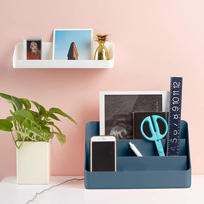 Poppin Desk Organizer with 3 Tiers, Sliding & Removable Dividers, Charging Station - All-in-One Workspace Organizer for Office Supplies, Desktop Organizer