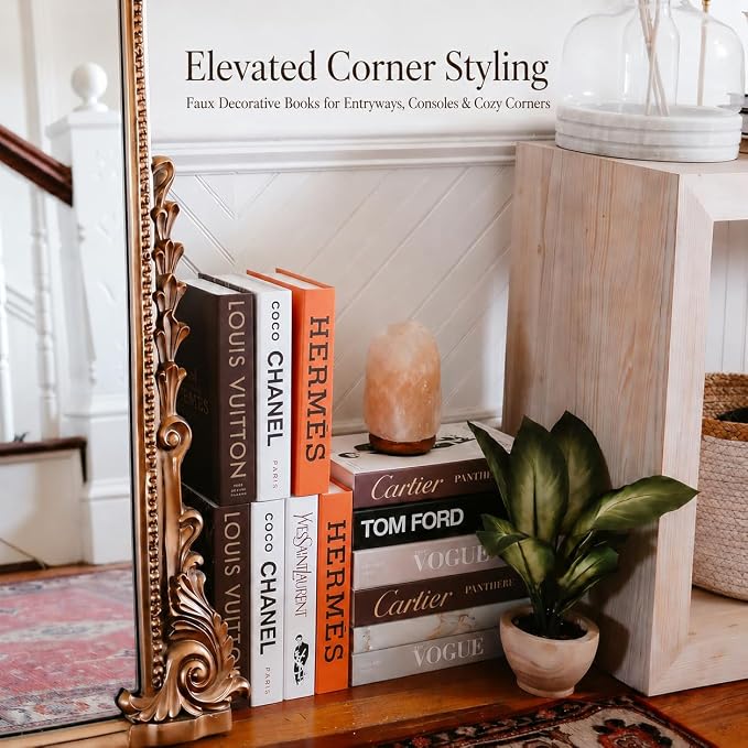 PROBENEX 7 Pcs Decorative Books | Faux Suite Coffee Table & Shelf Decor | Designer Fuller Set for Living Room, Office and Mantel - Not Real, Tool-Free 2-Min Setup